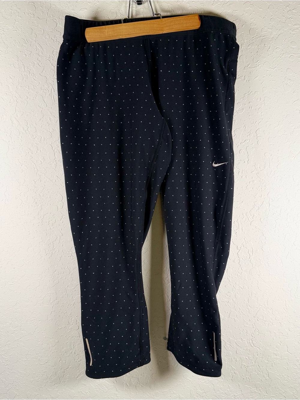 Nike Dri-FIT Just Do It Cropped Capri Leggings Black Gray Print Size XL